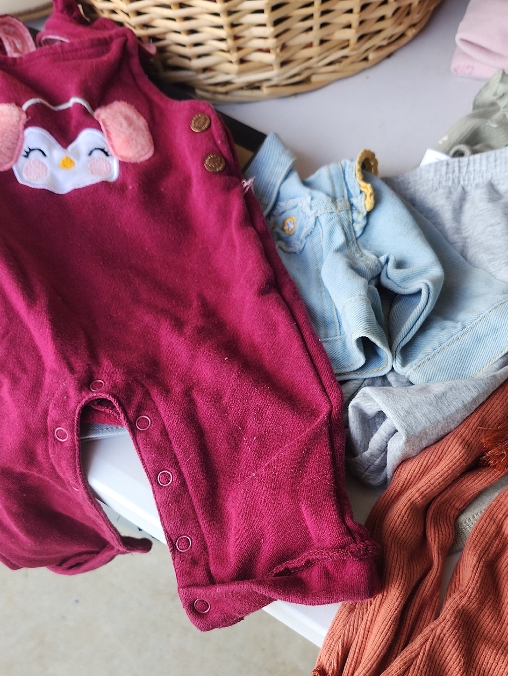 Girls 3/6 Bundle 2 Bottoms Jean Jacket 2 Onsie Overalls